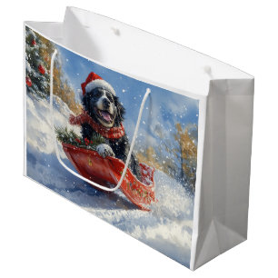 Grand Sac Cadeau Un chien de Terre-Neuve dans la corniche laissez-l