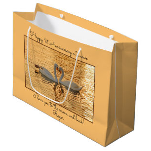 Grand Sac Cadeau Un couple de cygnes malgaches au coucher du soleil