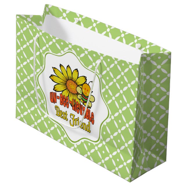 Grand Sac Cadeau Un incroyable meilleur ami Sunflower et abeilles (Devant Angle)