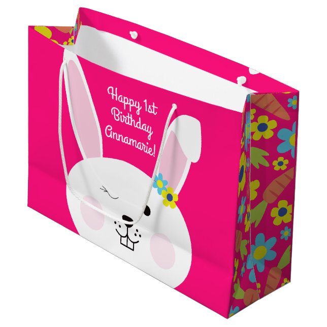 Grand Sac Cadeau Un lapin mignon, un lapin mignon, 1er anniversaire (Devant Angle)