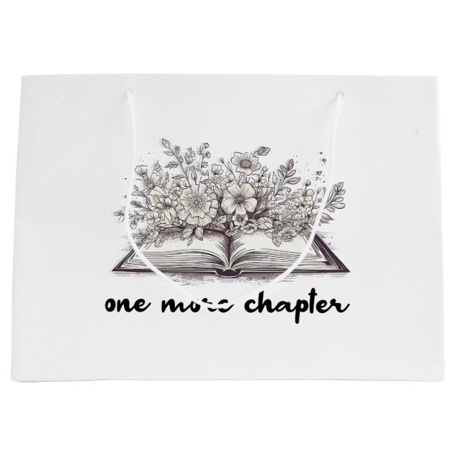 Grand Sac Cadeau Un livre de plus avec des fleurs  (Devant)