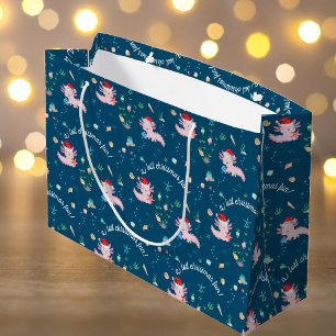 Grand Sac Cadeau Un Lotto Noël Fun Cute Père Noël Axolotl