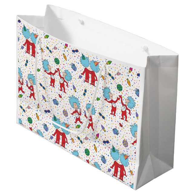 Grand Sac Cadeau Une chose deux Motif de fête (Devant Angle)