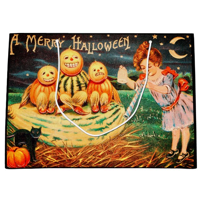 Grand Sac Cadeau Une joyeuse Halloween (Devant)