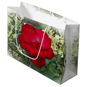 Grand Sac Cadeau Une rose solitaire