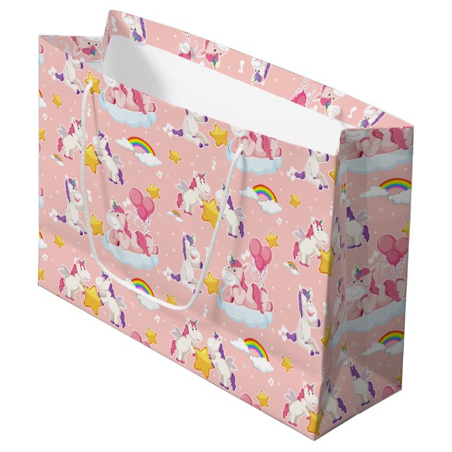 Grand Sac Cadeau Unicorn Rainbows (Devant Angle)
