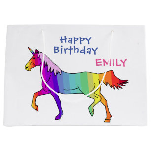 Grand Sac Cadeau Unicorne arc-en-ciel