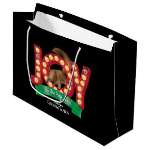 Grand Sac Cadeau Vacances de Noël Joie à l'écureuil