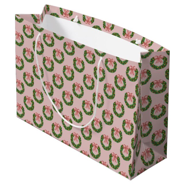 Grand Sac Cadeau Vacances en Bow rose (Dos Angle)