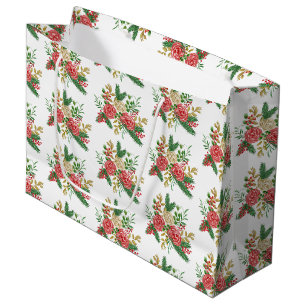 Grand Sac Cadeau Vacances Roses Aquarelle