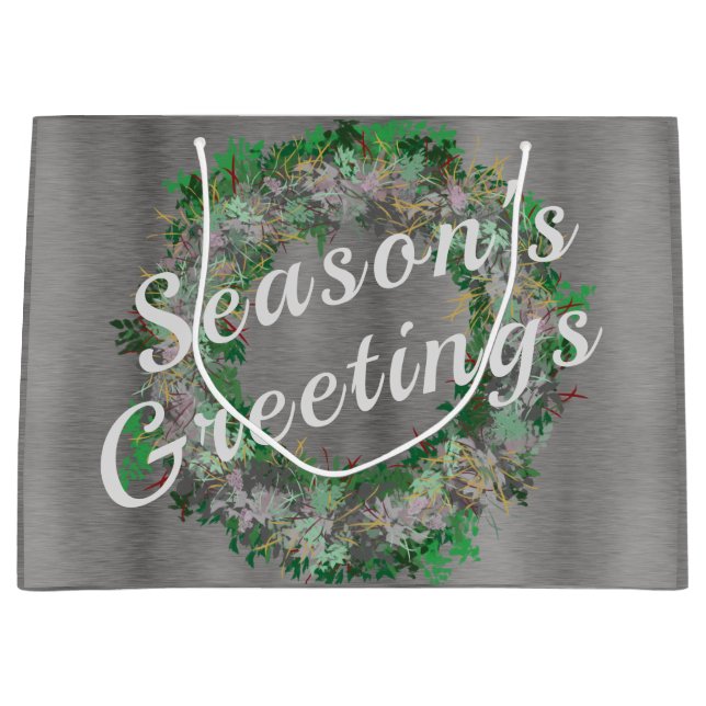 Grand Sac Cadeau Vacances Wreath stylées (Devant)