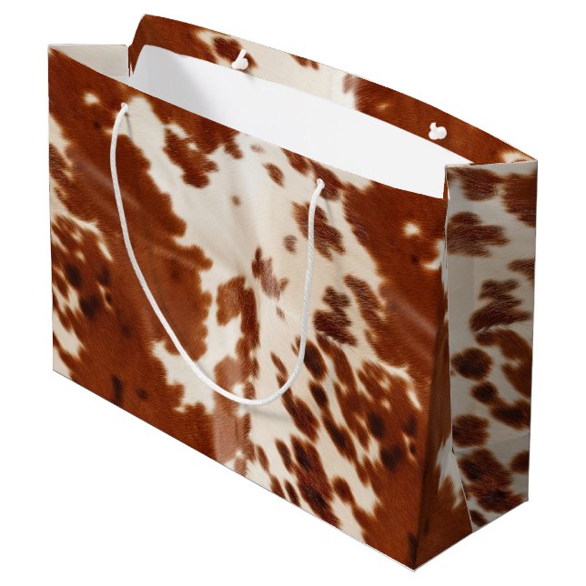 Grand Sac Cadeau Vache blanche Brown (Dos Angle)