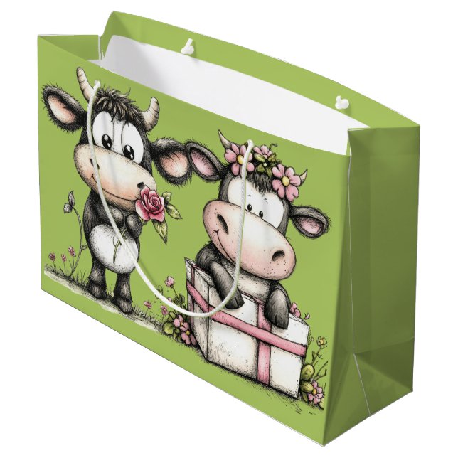 Grand Sac Cadeau Vaches d'anniversaire (Dos Angle)