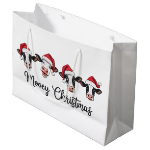 Grand Sac Cadeau Vaches de Noël mignonnes Meuh Xmas Génisse Vache d