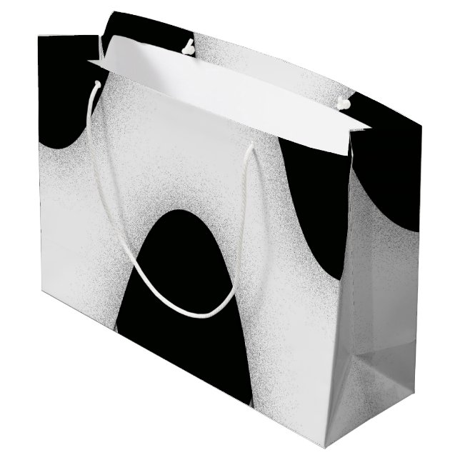Grand Sac Cadeau Vague noire et blanche (Dos Angle)