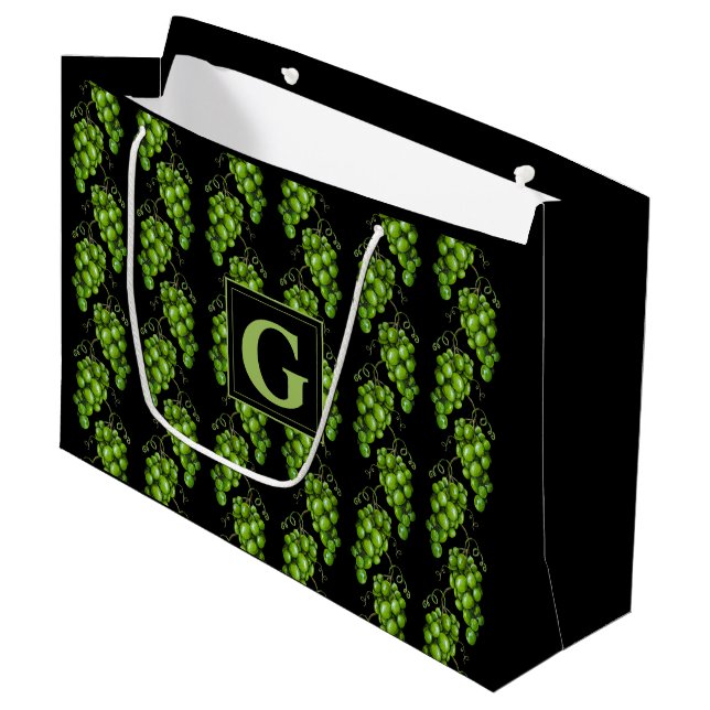 Grand Sac Cadeau Vaisseau cadeau aux raisins verts (Devant Angle)