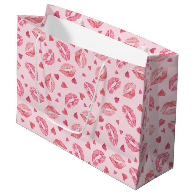 Grand Sac Cadeau Valentine Kisses (Devant Angle)