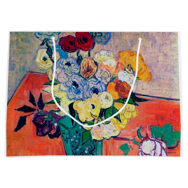 Grand Sac Cadeau Vase avec Roses et Anémones, Van Gogh (Devant)