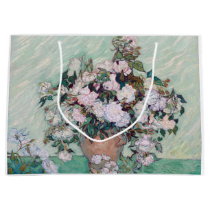 Grand Sac Cadeau Vase avec roses roses roses, Van Gogh