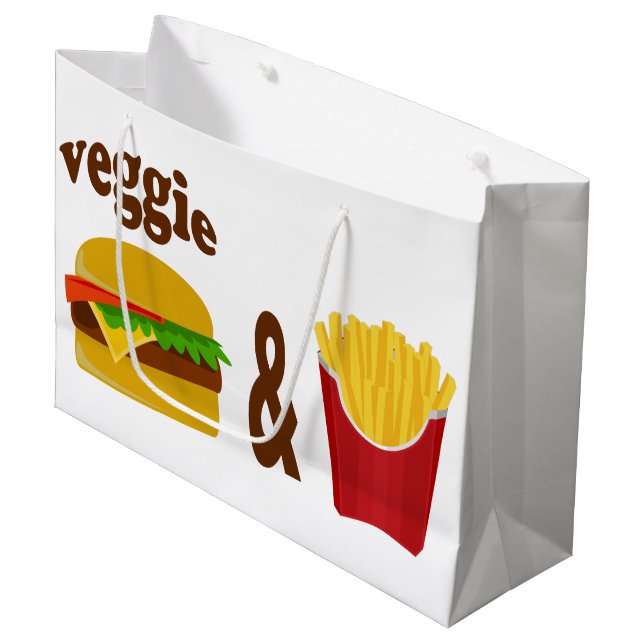 Grand Sac Cadeau Veggie Burger et Fries (Devant Angle)