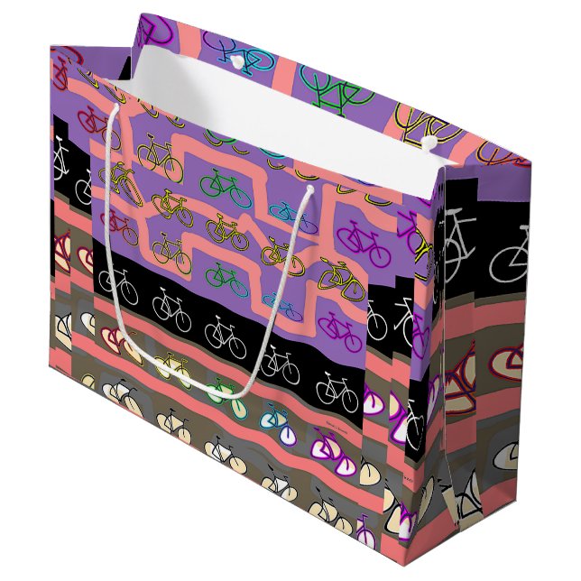 Grand Sac Cadeau Vélos multicolores (Devant Angle)