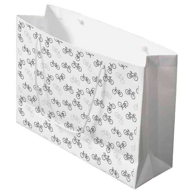 Grand Sac Cadeau Vélos noirs et gris (Devant Angle)
