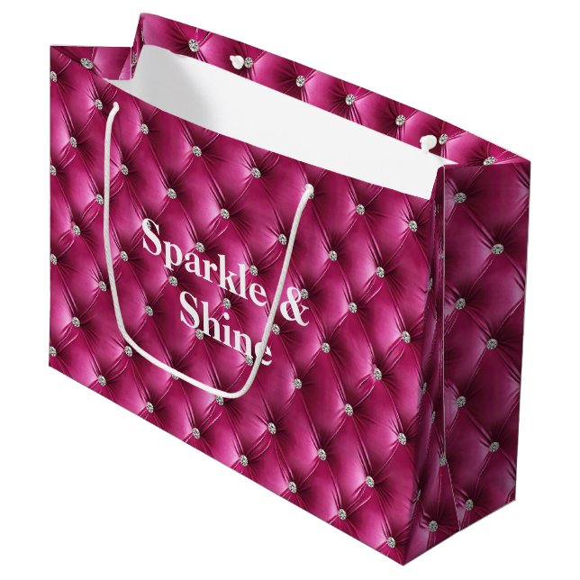 Grand Sac Cadeau Velvet Rose Chaud (Devant Angle)