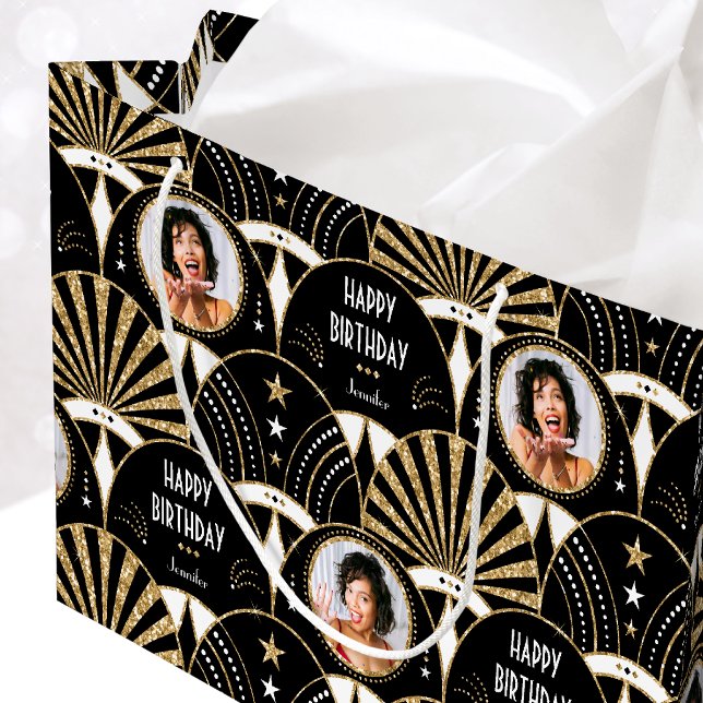 Grand Sac Cadeau Ventilateur Art déco Anniversaire Faux Parties sci (Créateur téléchargé)