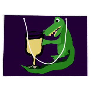 Grand Sac Cadeau Verre drôle de boissons d'alligator de vin blanc