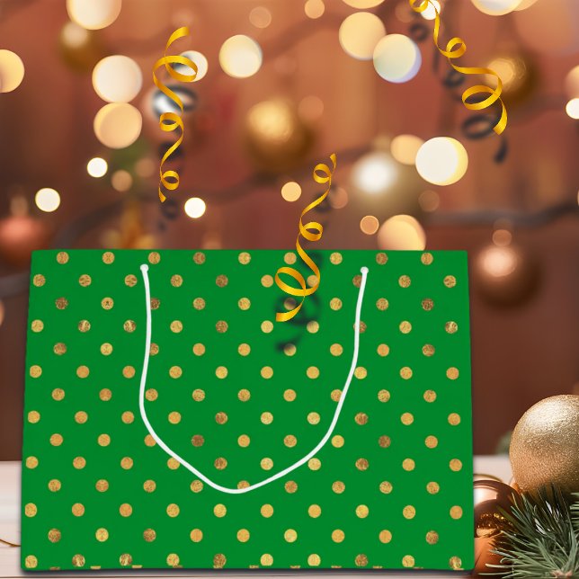 Grand Sac Cadeau Vert avec points de Parties scintillant or (Créateur téléchargé)