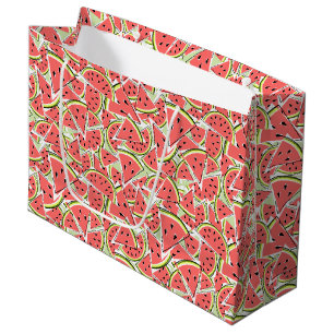 Grand Sac Cadeau Vert pastèque partout