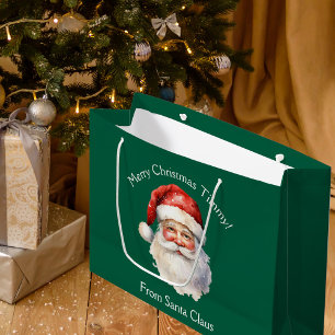 Grand Sac Cadeau Vert personnalisé du Père Noël Enfants Noël