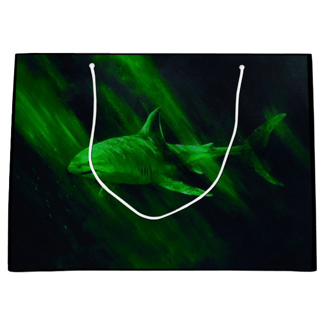 Grand Sac Cadeau Vert requin (Devant)