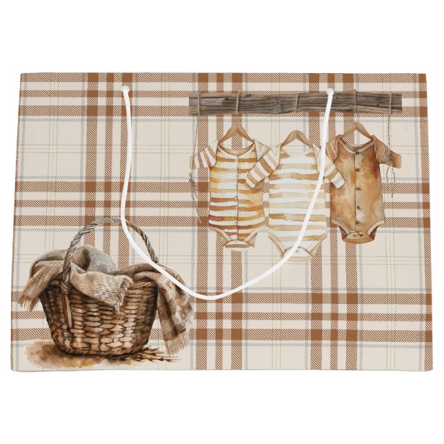 Grand Sac Cadeau VÊTEMENTS DE BÉBÉ NEUTRES Brown (Devant)