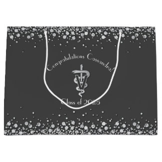 Grand Sac Cadeau Veterinarian Graduation Grey Silver