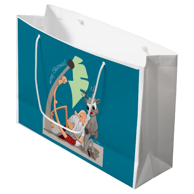 Grand Sac Cadeau Vibes de Noël (Devant Angle)