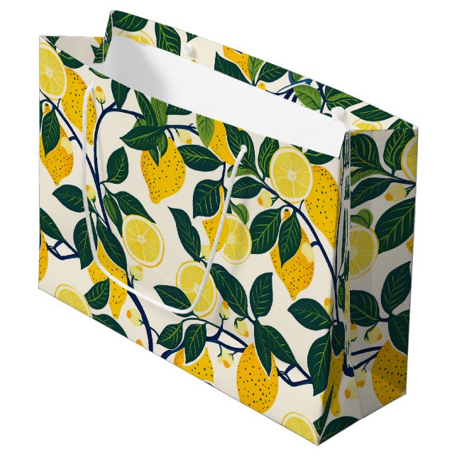 Grand Sac Cadeau Vibrant Lemon Grove (Devant Angle)