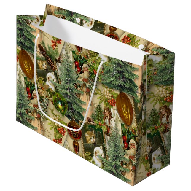 Grand Sac Cadeau Victorian Yuletide Splendor (Devant Angle)