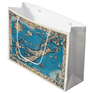 Grand Sac Cadeau Vieille carte vintage des îles de Bermudes