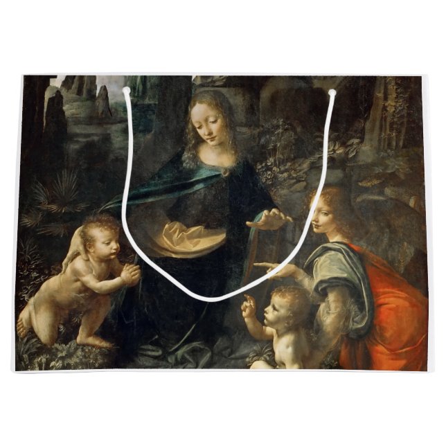 Grand Sac Cadeau Vierge des Roches, Léonard de Vinci (Devant)