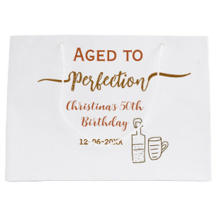 Grand Sac Cadeau vieux à la perfection 50 ans nom vin marron