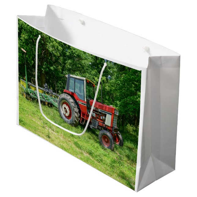Grand Sac Cadeau Vieux tracteur international (Devant Angle)