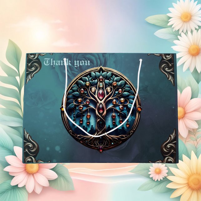 Grand Sac Cadeau Ville à l'ombre du luxueux arbre de vie. (Créateur téléchargé)