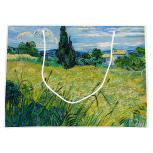 Grand Sac Cadeau Vincent van Gogh - Champ de blé vert avec Cypress