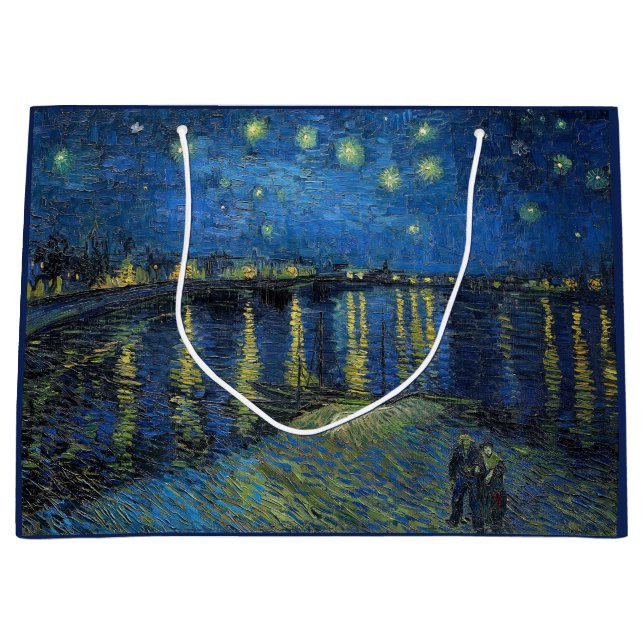 Grand Sac Cadeau Vincent van Gogh - Nuit étoilée sur le Rhône (Devant)