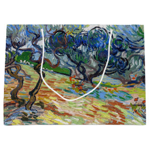 Grand Sac Cadeau Vincent van Gogh - Oliviers : Ciel bleu vif