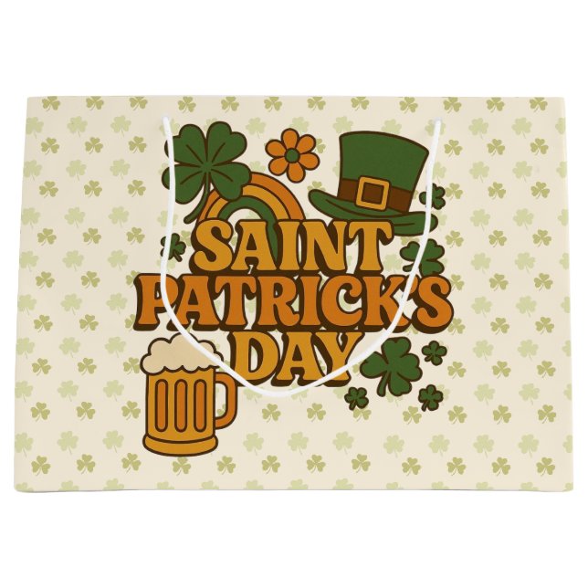 Grand Sac Cadeau Vintage 1970s Saint Patrick's day  (Devant)