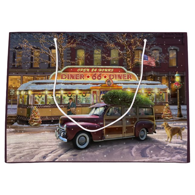 Grand Sac Cadeau Vintage Christmas Diner (Devant)