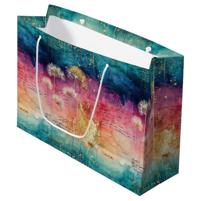Grand Sac Cadeau Vintage Dandelion Abstract Pattern (1) (Devant Angle)