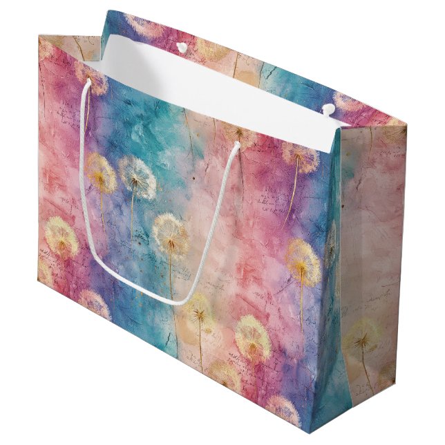 Grand Sac Cadeau Vintage Dandelion Abstract Pattern (3) (Devant Angle)